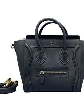 Black Leather Mini Luggage Tote - Classic Handbag